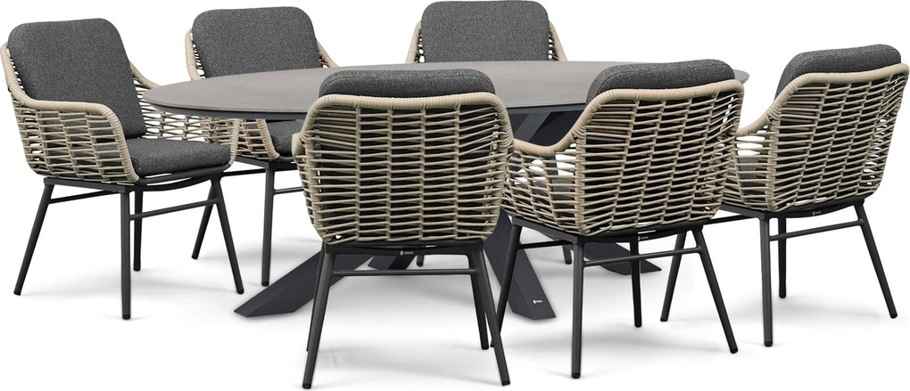 Tuinset 6 personen 240 cm Rope Grijs Coco Antoni/Lunea