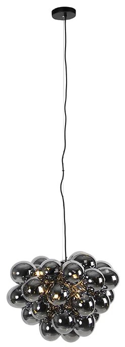 Smart hanglamp zwart met smoke glas 8-lichts rond incl. 8 Wifi G9 - Uvas