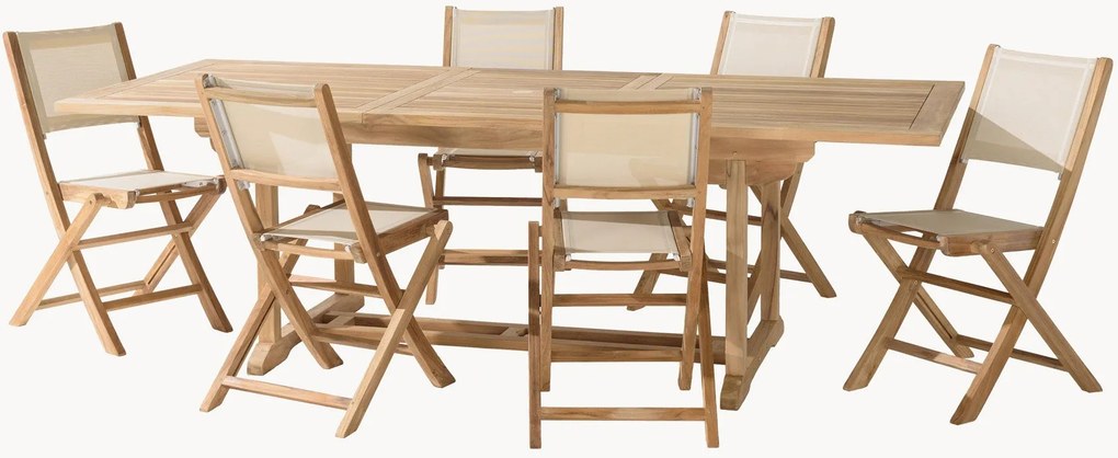Tuin eettafelset Fun van teakhout, 7-delig