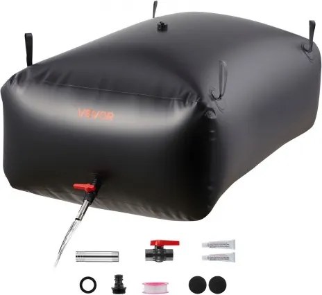 VEVOR Wateropslagzak, 540 L PVC zachtwaterzak, wateropslagcontainer, lekvrije en slijtvaste watertank voor buitenbesproeiing van campers, vrachtwagens, noodgebruik