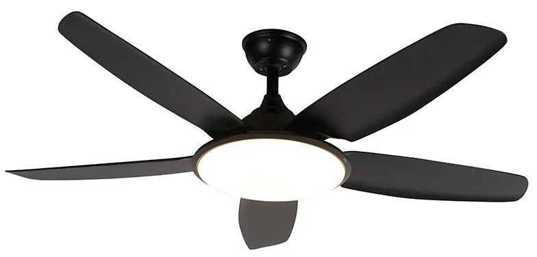Plafondventilator met lamp zwart 130cm incl. LED dimbaar met afstandsbediening - Vifte Modern rond Binnenverlichting Lamp