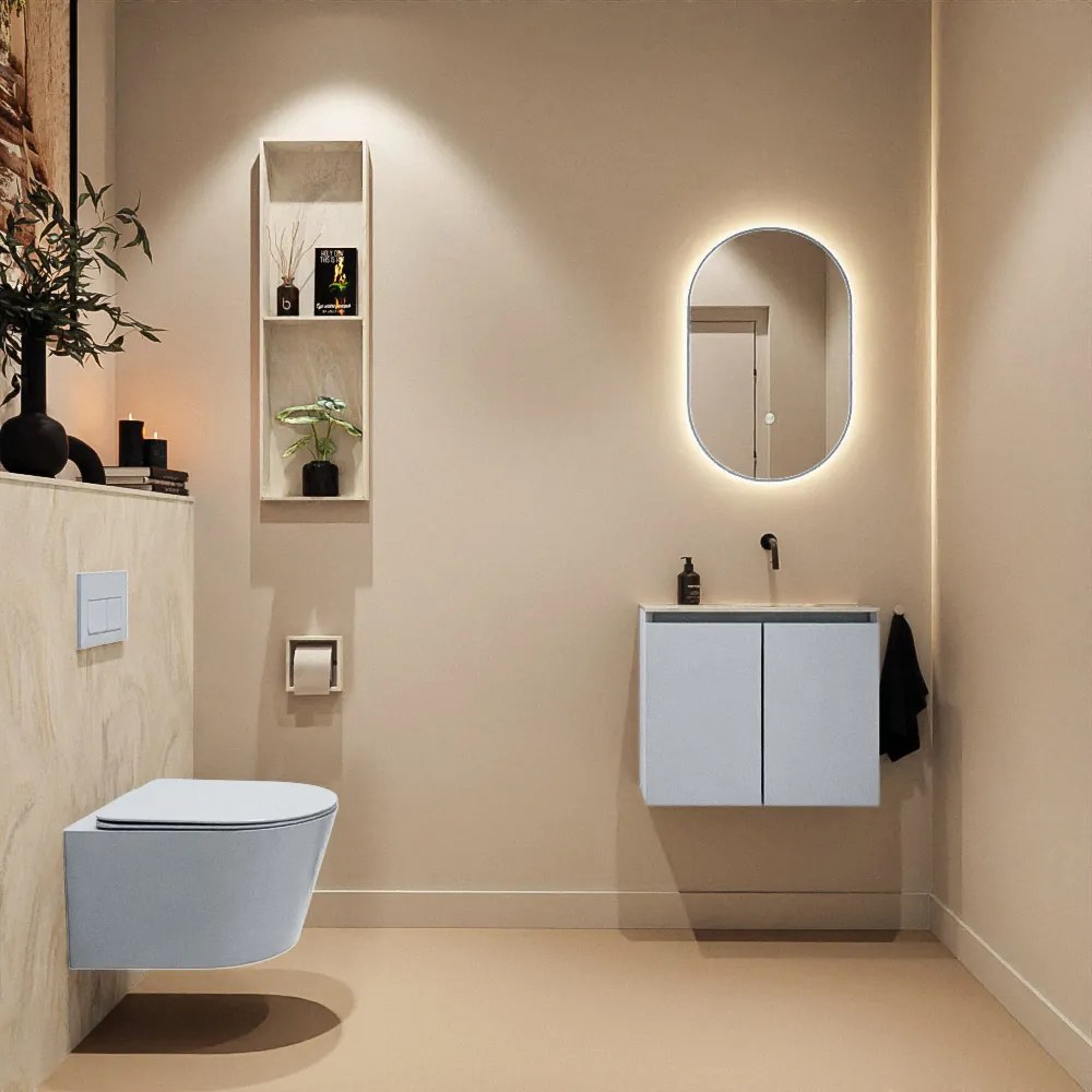 Mondiaz Ture DLux toiletmeubel 60cm clay met wastafel ostra rechts zonder kraangat