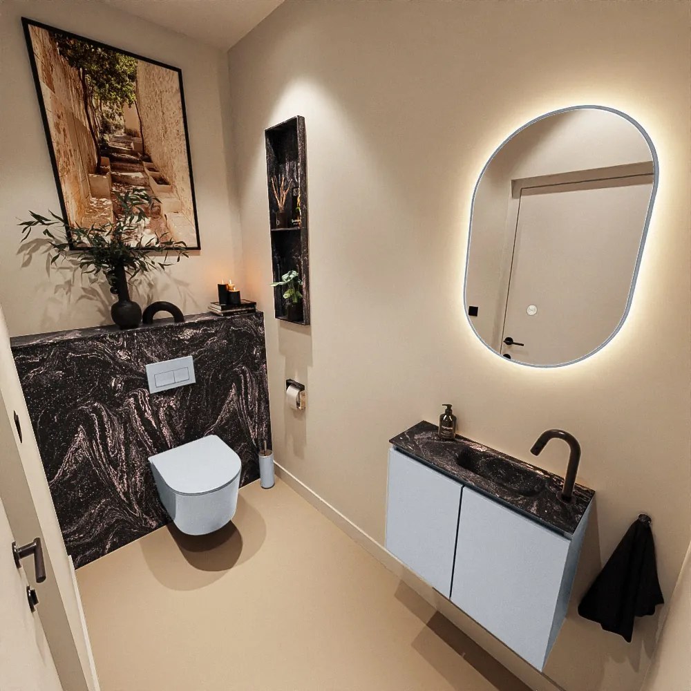 Mondiaz Ture DLux toiletmeubel 60cm clay met wastafel lava rechts met kraangat