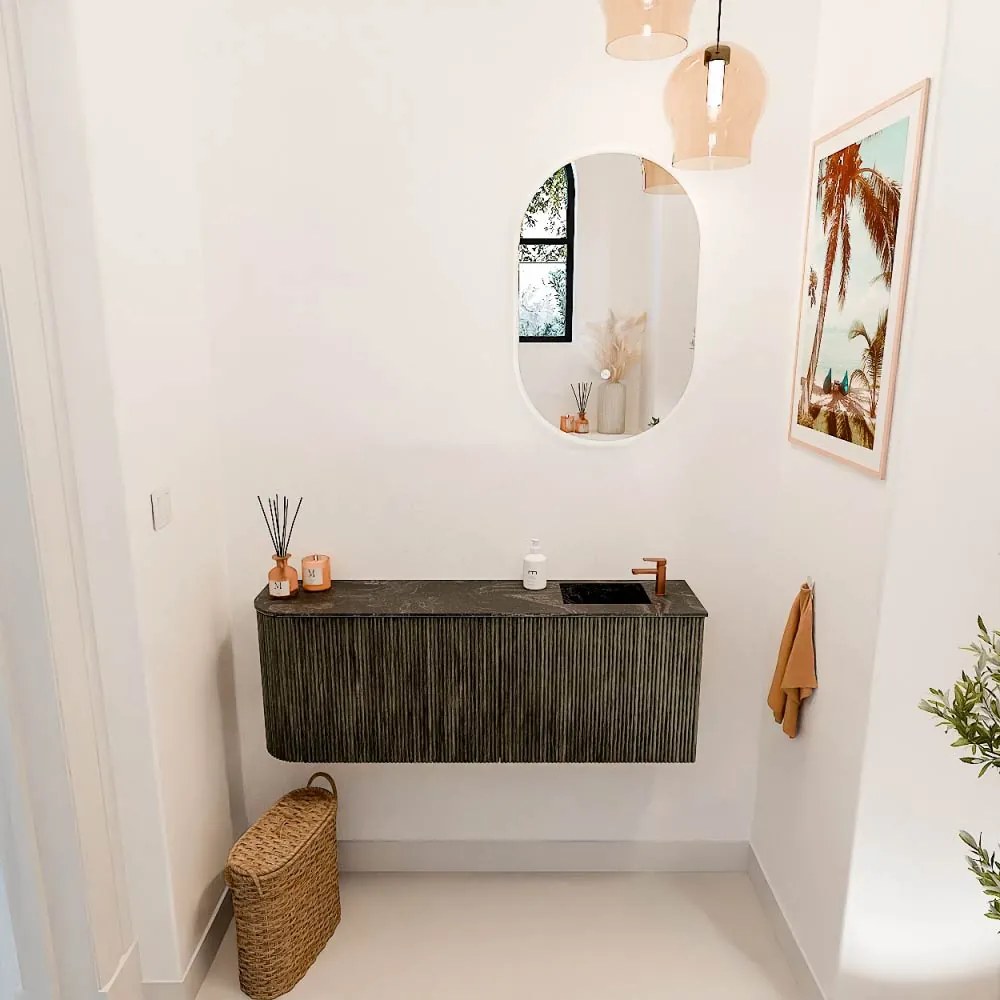 Mondiaz Joya DLux 110cm toiletmeubel ronding links shadow met wastafel faye rechts 1 kraangat lava