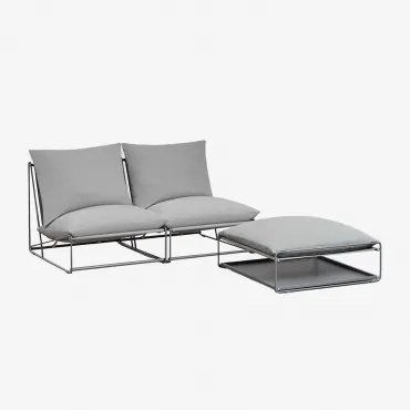 Amaro 2-delige Modulaire Tuinbank En Omvormbare Poef Grijs - Sklum