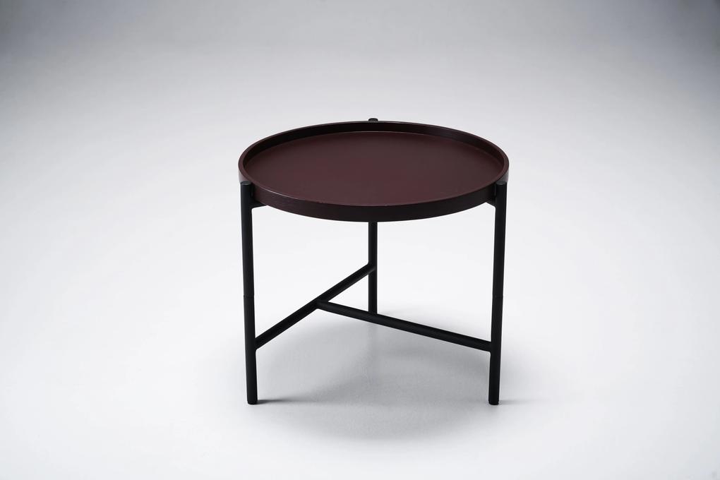 WON | Salontafel Cross diameter 50 cm x hoogte 43 cm rood gebeistst salontafels eikenhout, staal tafels meubels | NADUVI outlet