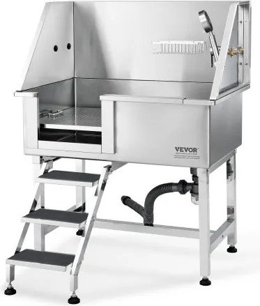 VEVOR Professionele Hondenverzorgingsbak 965,2 mm Roestvrijstalen Huisdierbad Hondenwasstation max. 100 kg Hondenverzorgingsdouche Hondenwassysteem Huisdierverzorgingsbak Hondendouche Wasbak