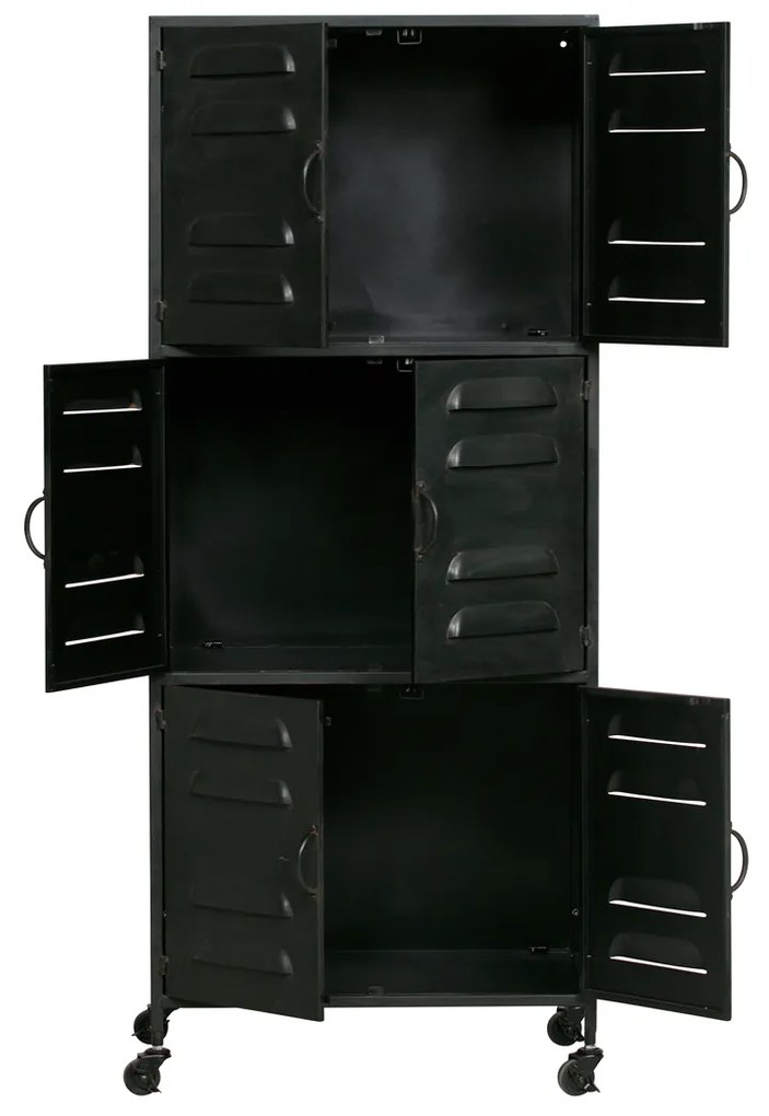 Woood Boaz Verrijdbare Lockerkast Zwart - 60x40.5x145.5cm.