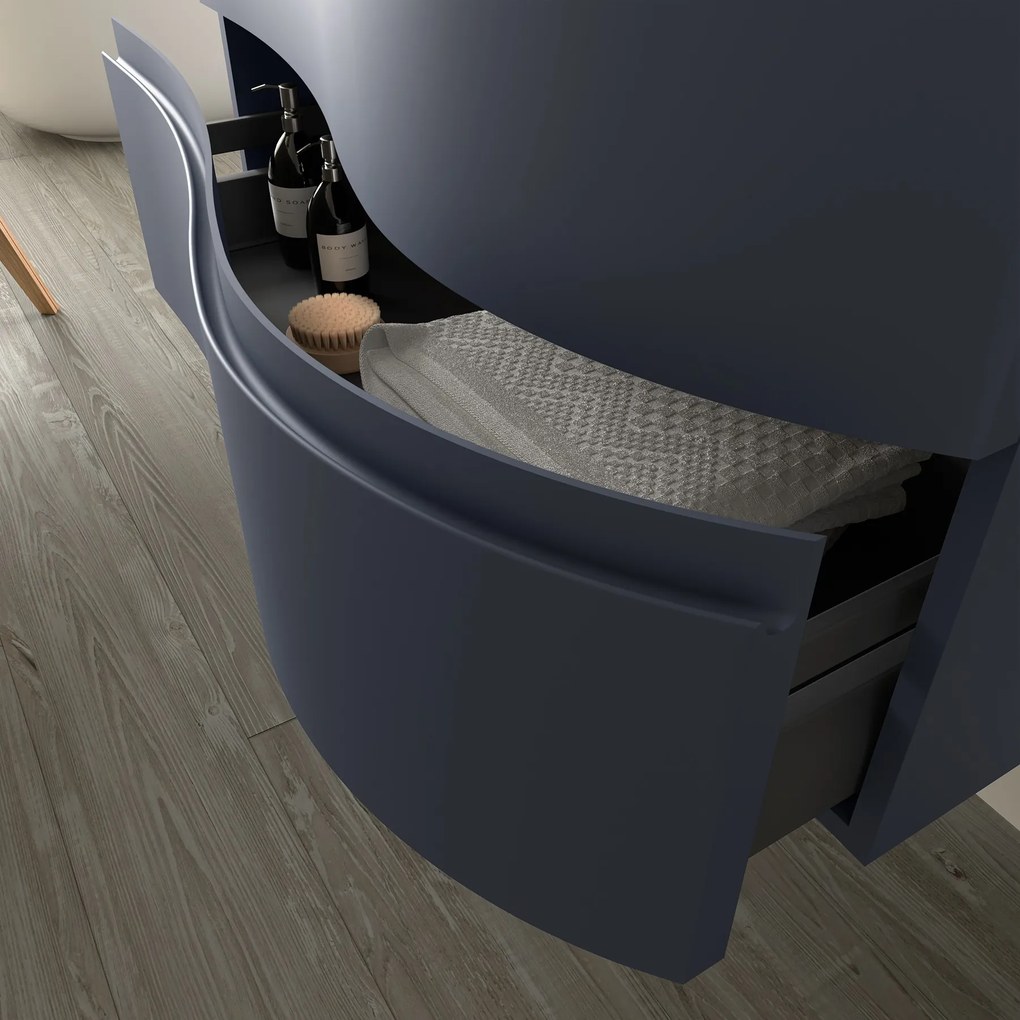 Muebles Mam badmeubel 120cm links donkerblauw met wastafel solid surface zonder kraangat