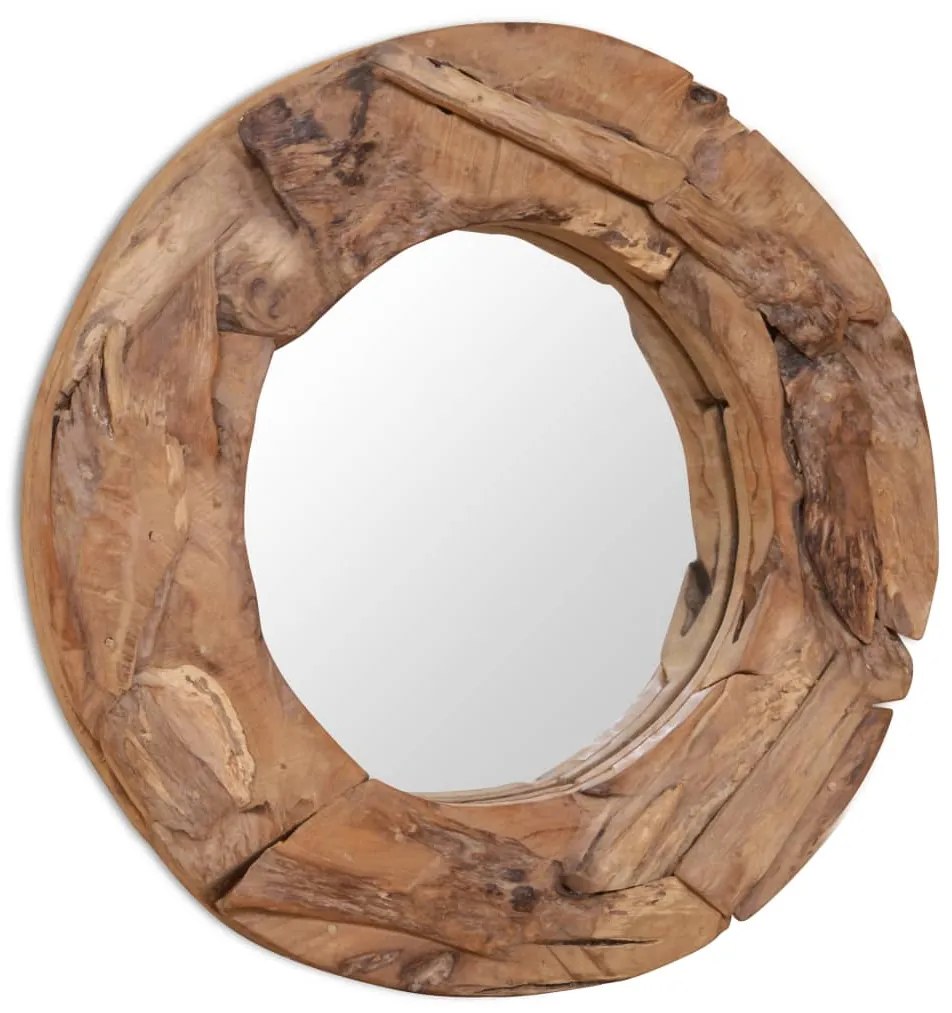 vidaXL Decoratieve spiegel rond 60 cm teakhout