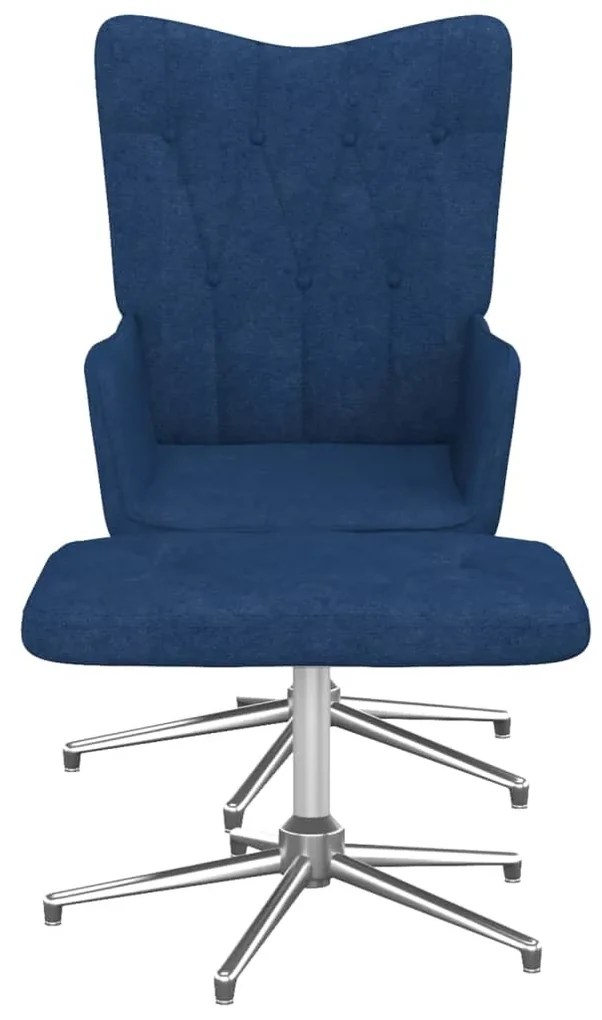 vidaXL Relaxstoel met voetenbank stof blauw