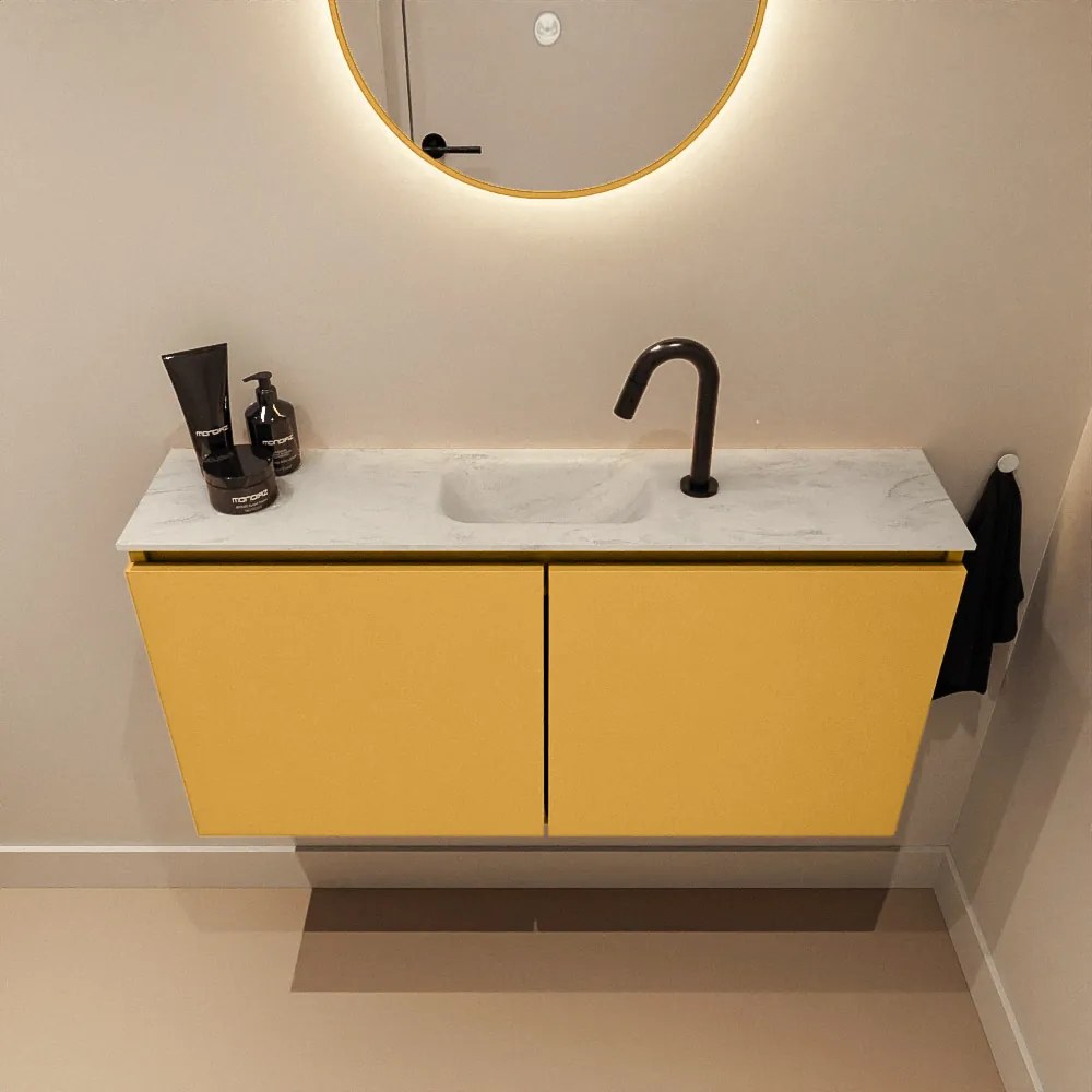 Mondiaz Ture DLux toiletmeubel 100cm ocher met wastafel opalo midden met kraangat