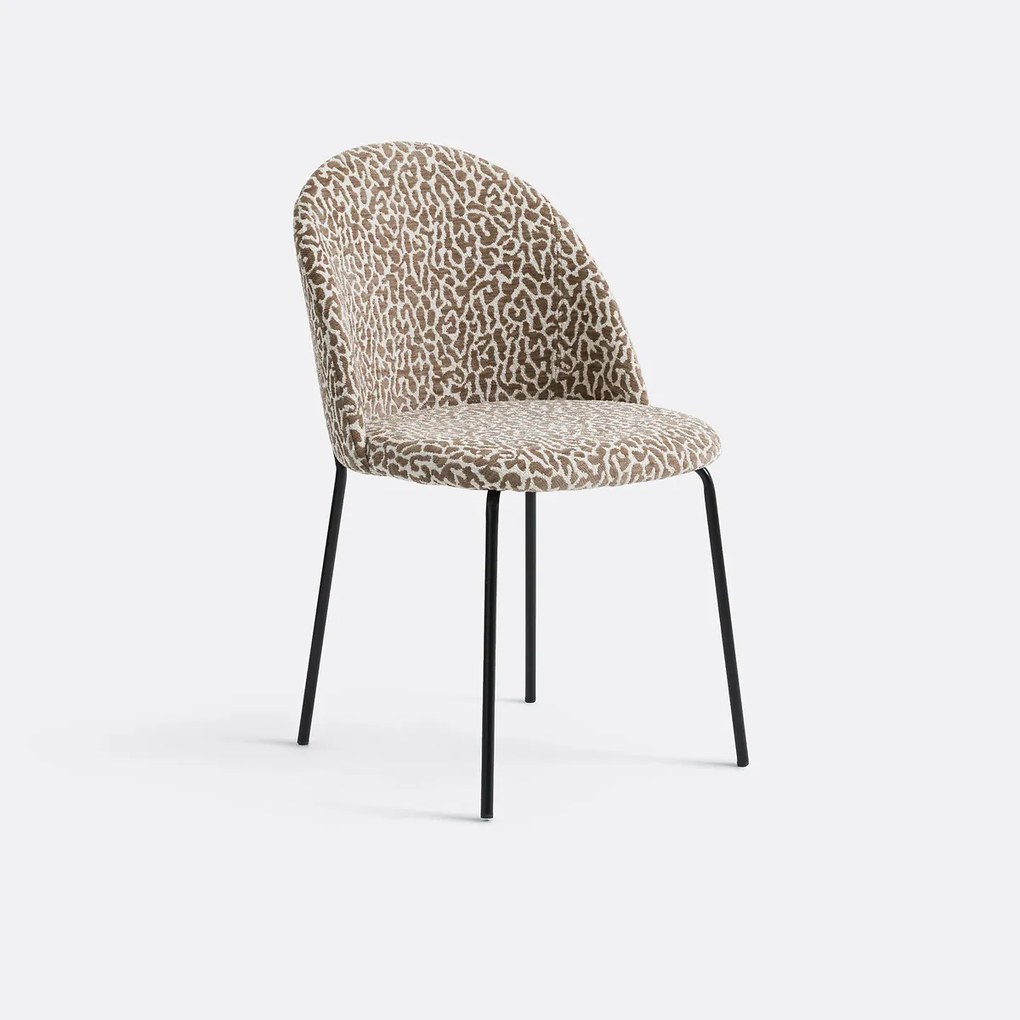 Stoel in bouclé stof met luipaardprint, Nordie