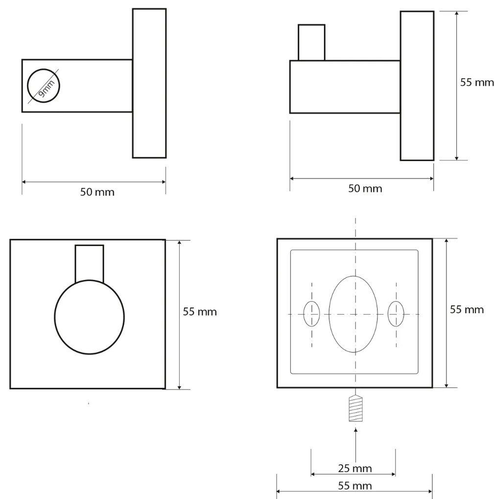 Sapho X-Square handdoekhaak vierkant chroom