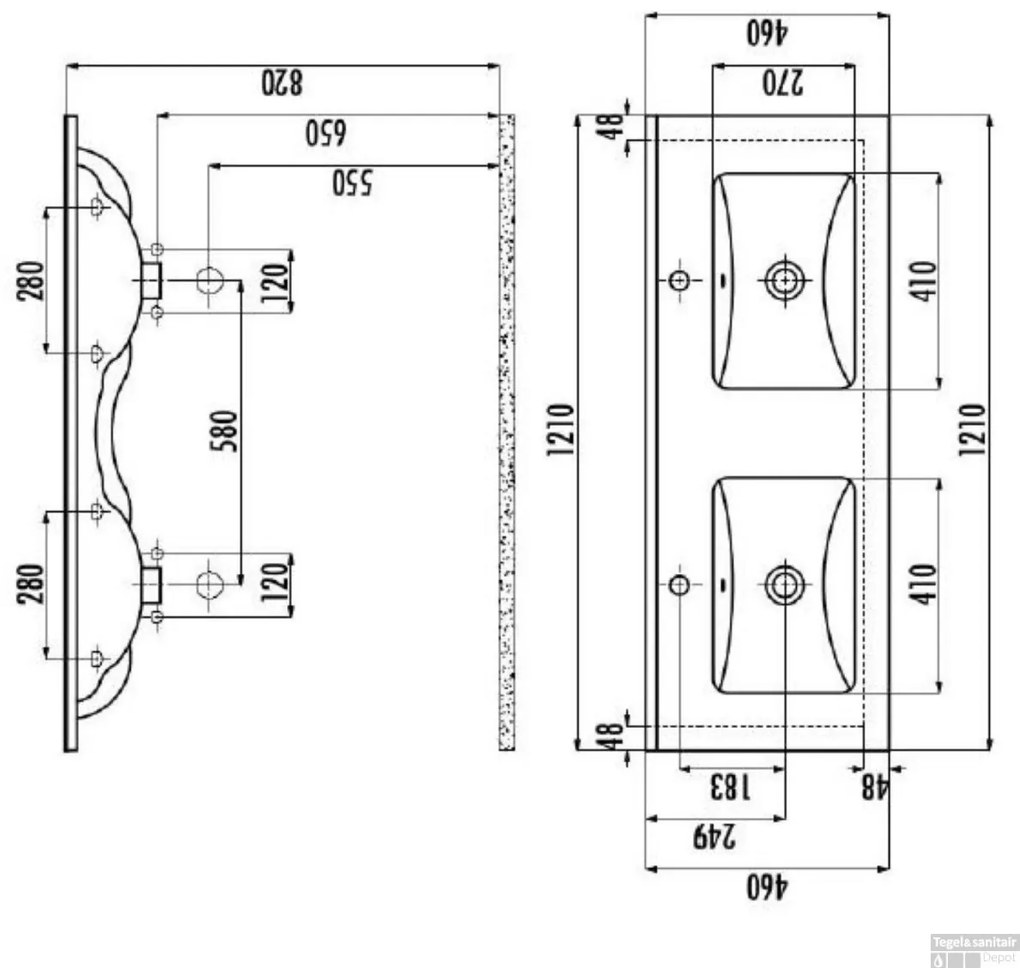 Sanicare Q1 badkamermeubel met 2 laden 120 cm schots-eiken