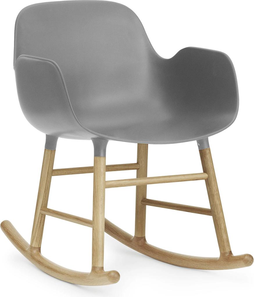 Normann Copenhagen Form Rocking Armchair schommelstoel met eiken onderstel grijs