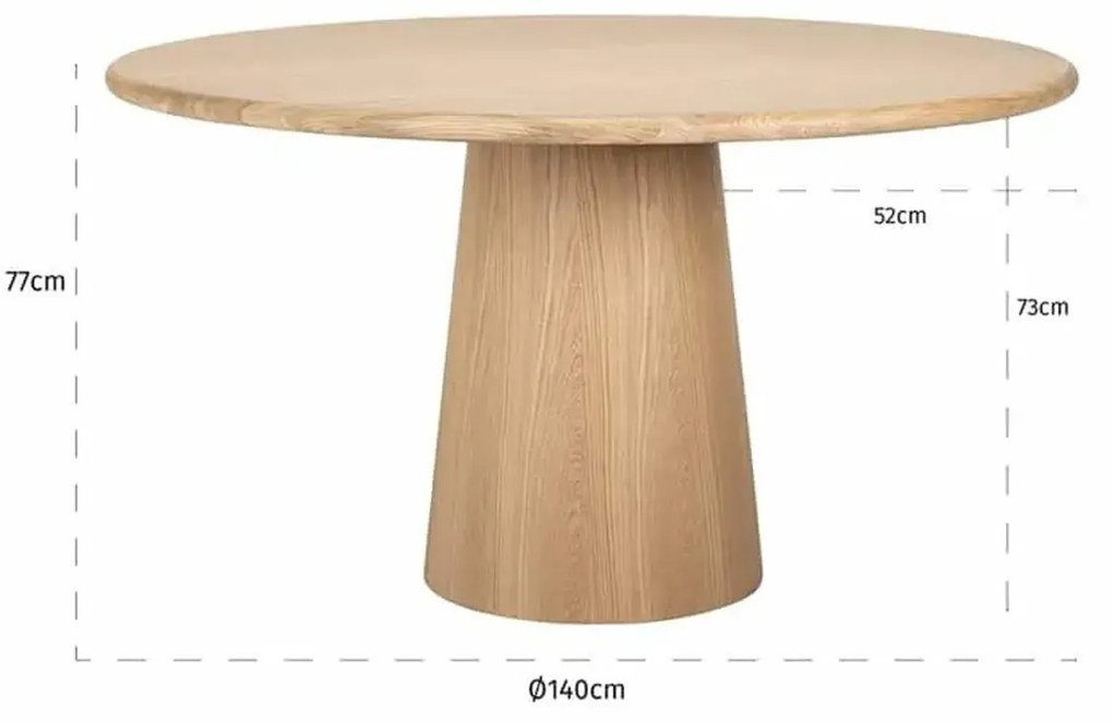 Richmond Interiors Oakley Ronde Eettafel Licht Eiken 140 Cm - 140 X 140cm.