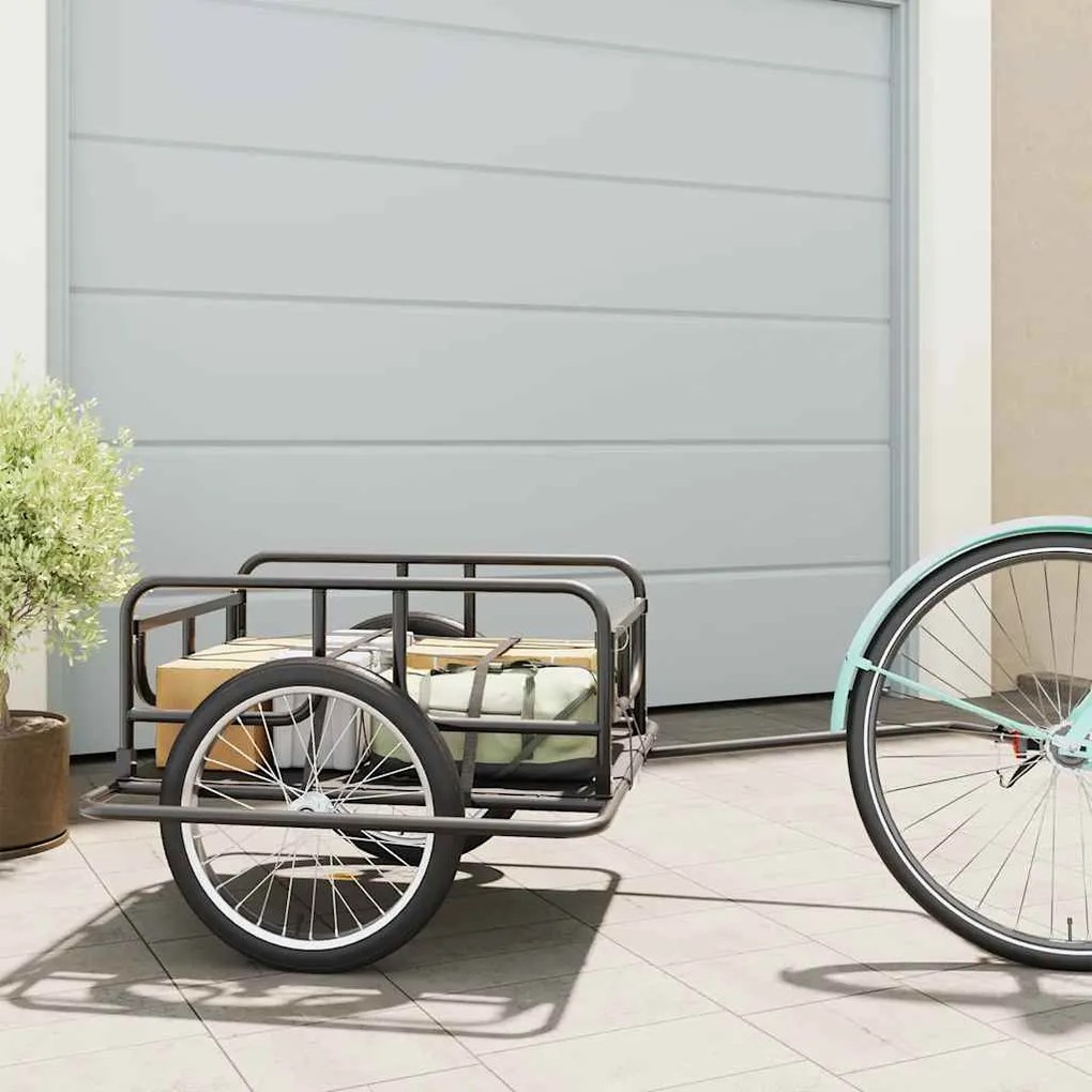 vidaXL Fietstrailer 130x73x48,5 cm staal zwart