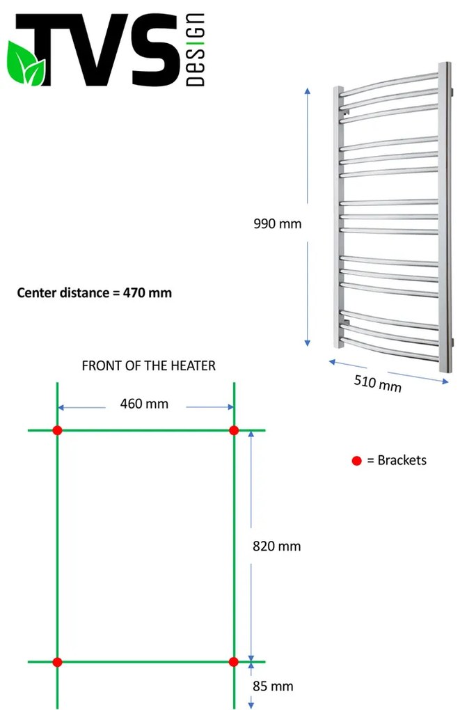 TVS Design Nemo handdoekradiator chroom 240W 99x51cm