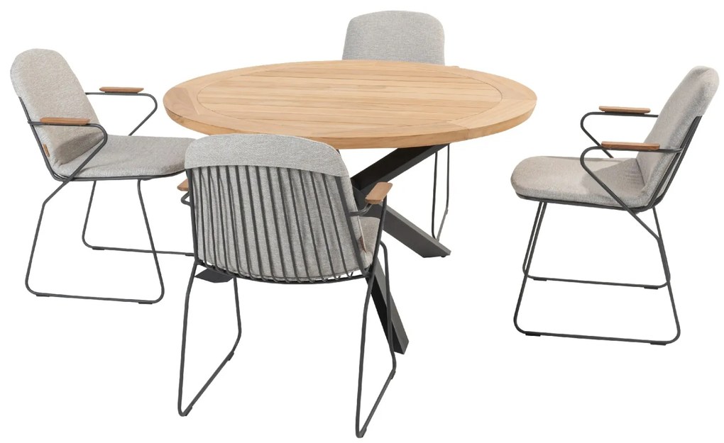 4 Seasons Veneto/Prado ronde tuinset - Ø130 cm. - stapelbaar