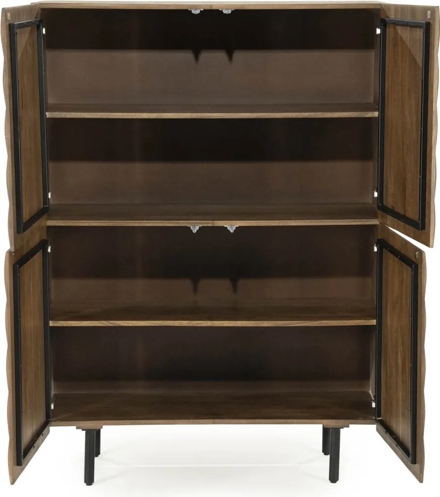 Wandkast Mangohout Met Vierkantjes - 109x41.5x147cm.