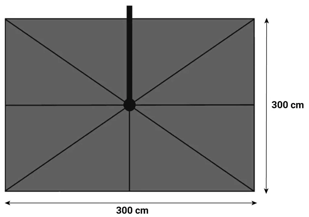 Platinum Challenger zweefparasol 3x3m T2 premium (excl. voet) faded black