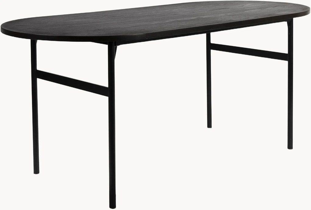 Ovale eettafel Marcio met houtlook tafelblad, 180 x 80 cm