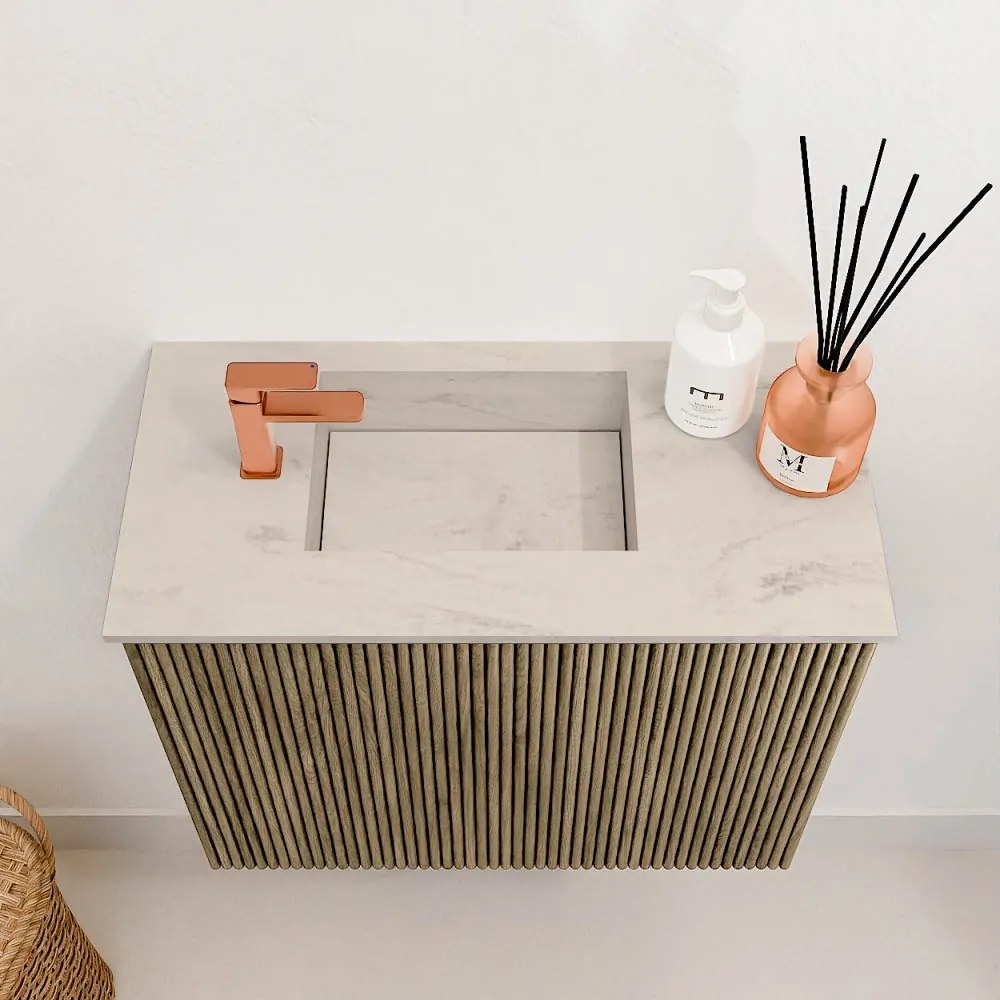 Mondiaz Joya DLux 50cm toiletmeubel dusk met wastafel faye links 1 kraangat opalo