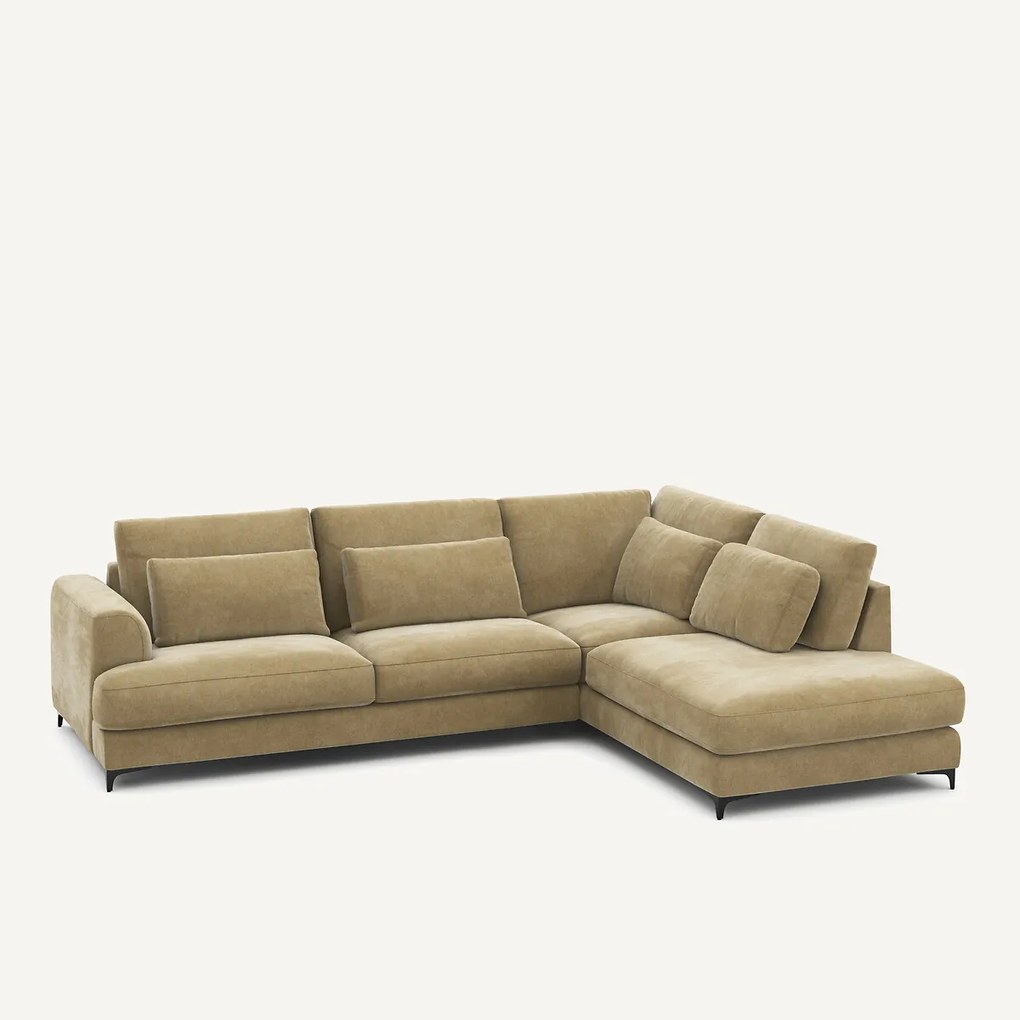 Omvormbare hoekbank rechts, stonewashed fluweel, Marsile