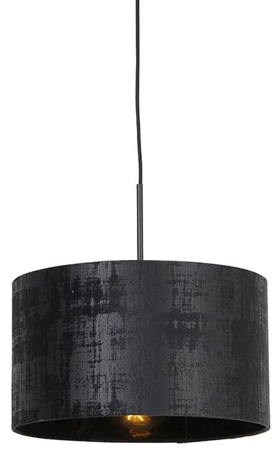 Stoffen Moderne hanglamp zwart met kap zwart 35 cm - Combi Modern E27 Binnenverlichting Lamp