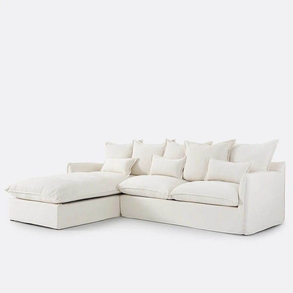 Hoekbank links, afneembare hoes, 4 zits, in gevlekt polyester, ODNA