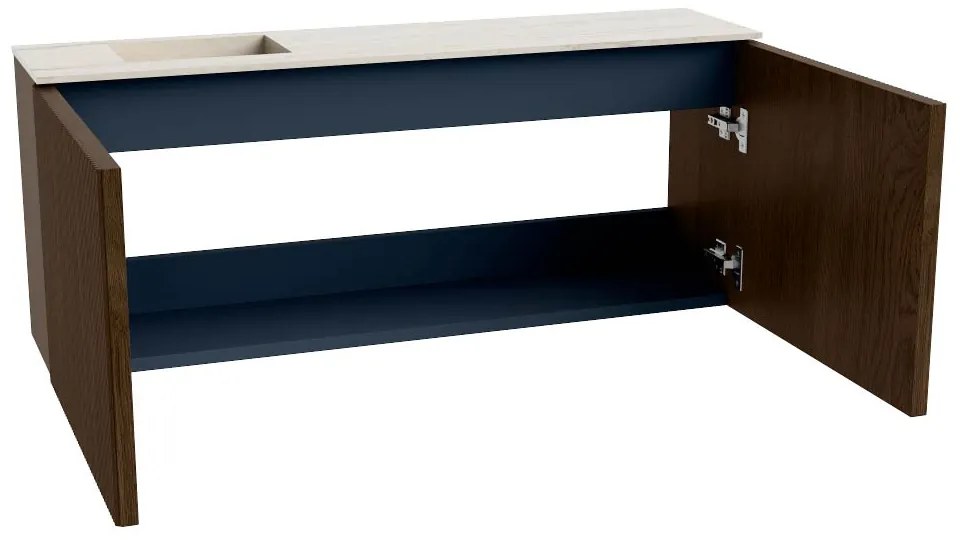 Mondiaz Joya DLux 100cm toiletmeubel walnut met wastafel faye links zonder kraangat meli