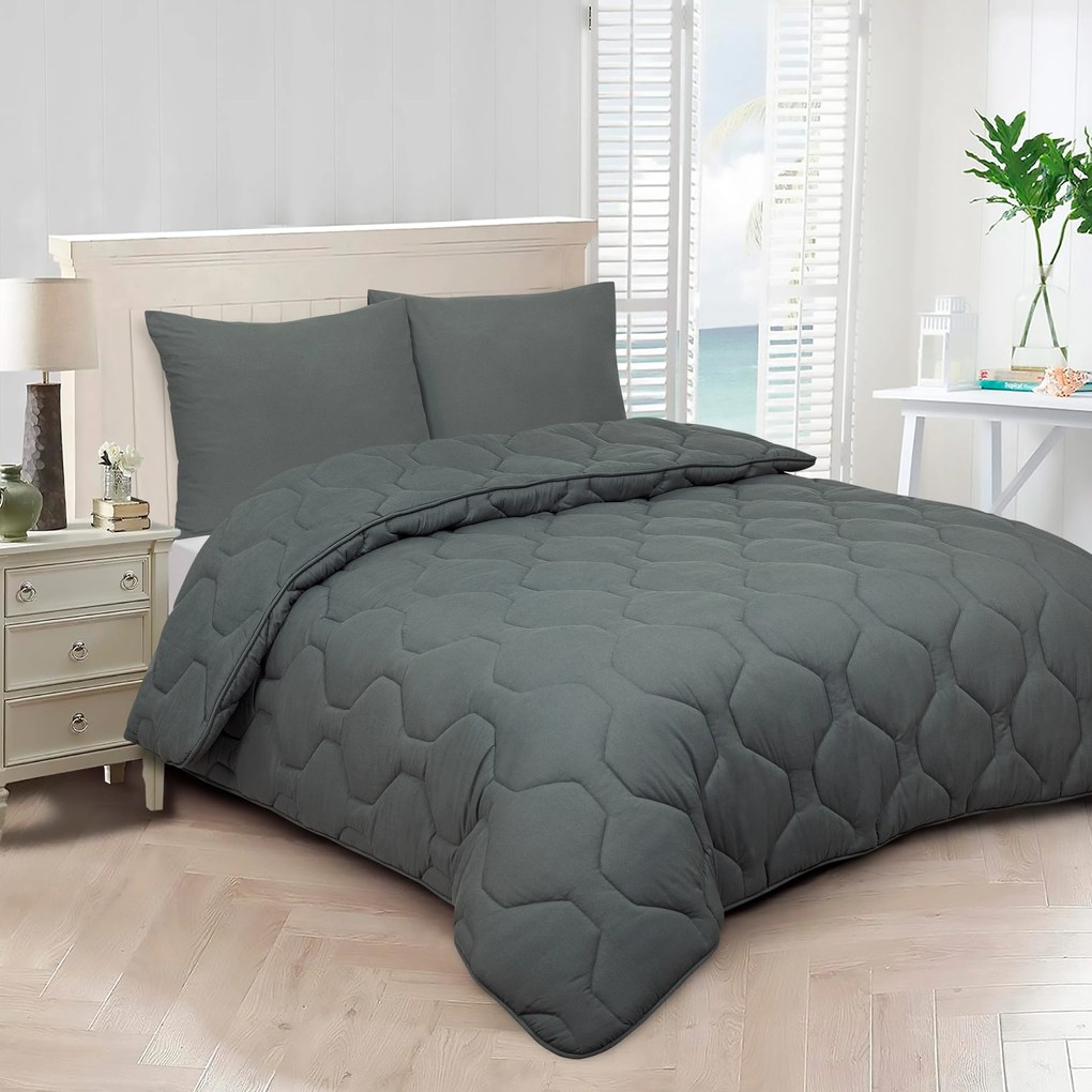 Dekbed 2 in 1 - Wasbaar dekbed zonder overtrek - 140x200 - antraciet