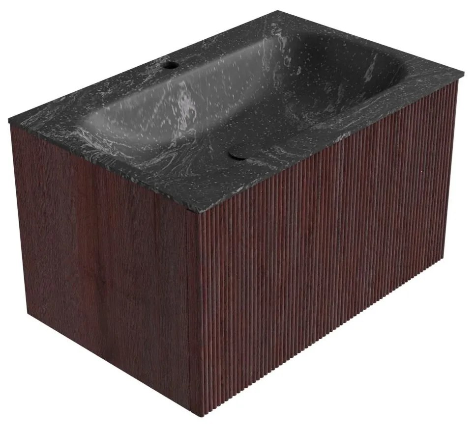 Mondiaz Kurve-dlux 70cm badmeubel ruby met 1 lade en wastafel big small midden 1 kraangat lava