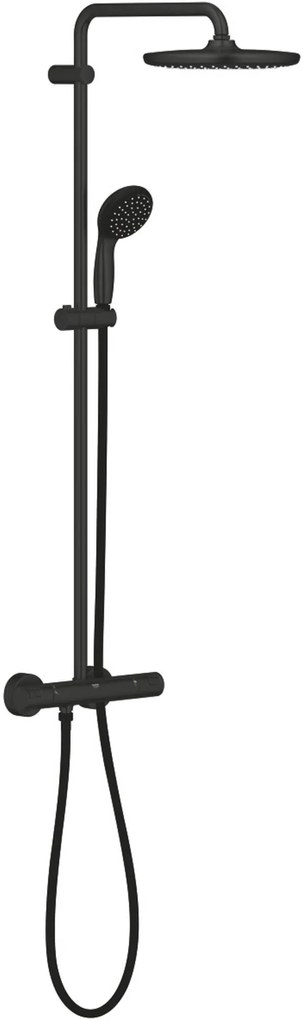 Grohe QuickFix Vitalio Start 250 regendoucheset met 3 straalsoorten en thermostaatkraan Ø25cm mat zwart
