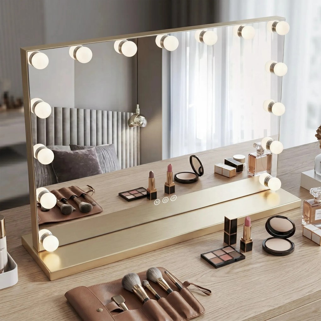 LED Spiegel HOLLYWOOD L.Gold 80x60