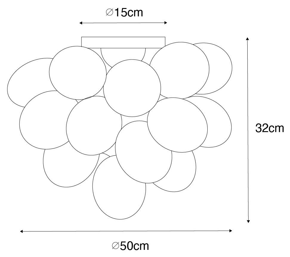 Smart plafondlamp met dimmer zwart met opaal glas 6-lichts incl. 6 Wifi G9 - Uvas Design G9 bol / globe / rond rond Binnenverlichting Lamp