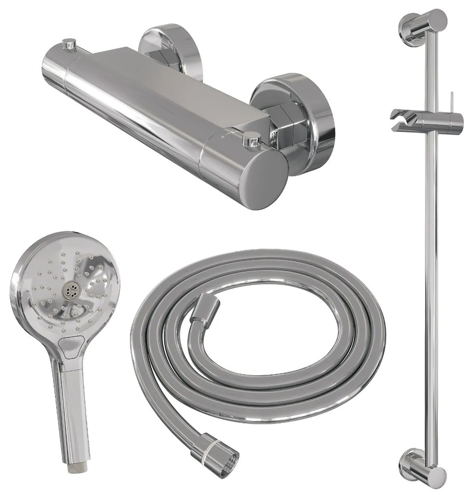 Brauer Chrome Edition thermostatische doucheset met glijstang en 3 standen handdouche chroom