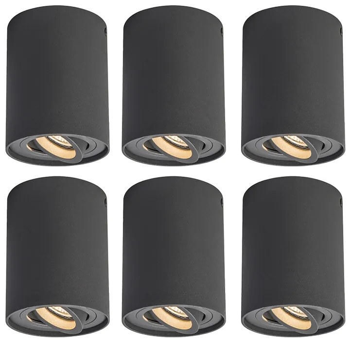 Set van 6 spots donkergrijs draai- en kantelbaar - Rondoo up