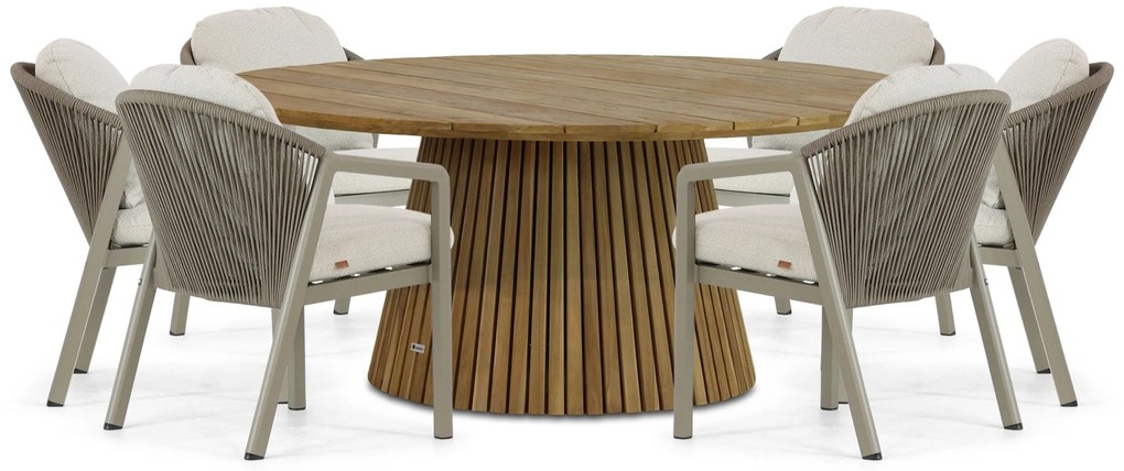 Tuinset 6 personen 180 cm Aluminium/rope Taupe Santika Furniture Santika