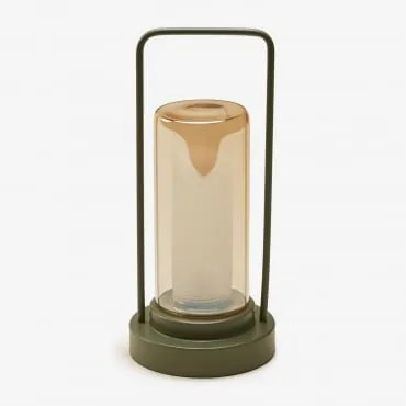 Draadloze Led-tafellamp Voor Buiten Van Ijzer En Glas Sorlix Groen – Intens Olijf - Sklum