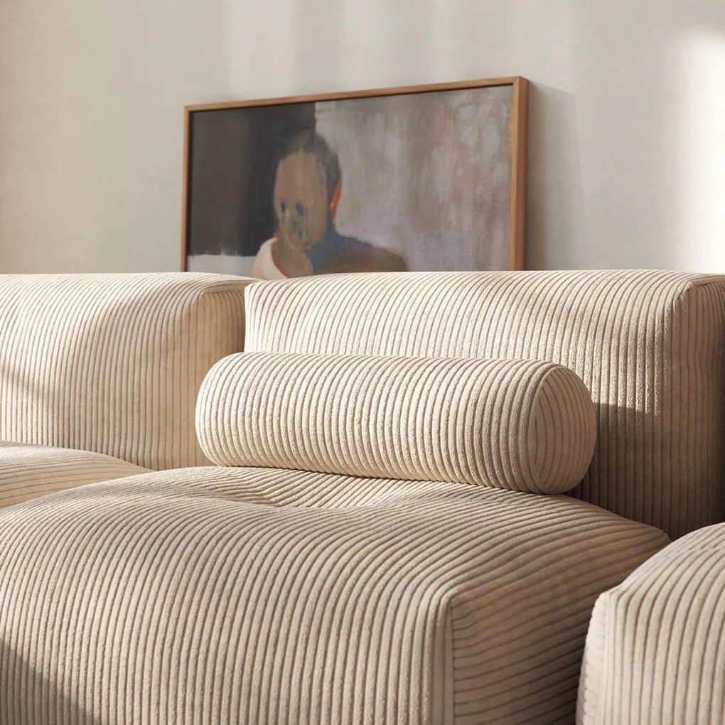 Soft Zitzak Indoor 3 Seater Open + Pouf - Corduroy Beige