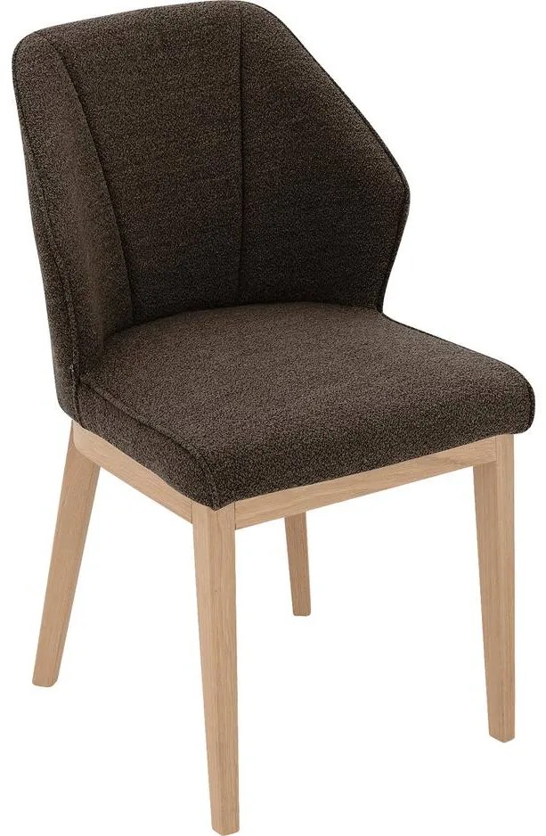 Goossens Eetkamerstoel Koncept donkerbruin stof leuning, modern design