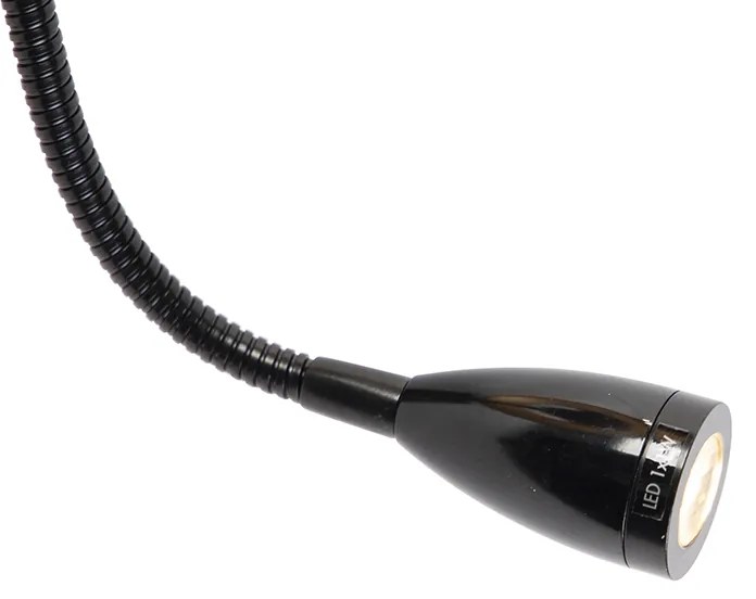 Smart wandlamp zwart met velours donkergrijze kap incl. Wifi A60 - Stacca