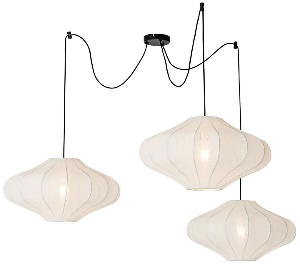 Stoffen Eettafel / Eetkamer Design hanglamp wit 50 cm 3-lichts - Plu Design E27 rond Binnenverlichting Lamp