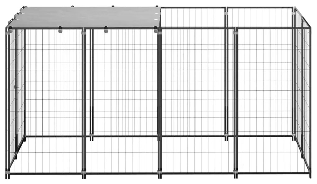 vidaXL Hondenkennel 2,42 m² staal zwart