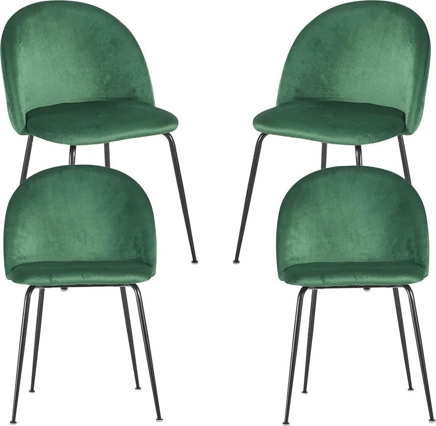 Set 4 Black Dalnia Fluwelen Stoelen