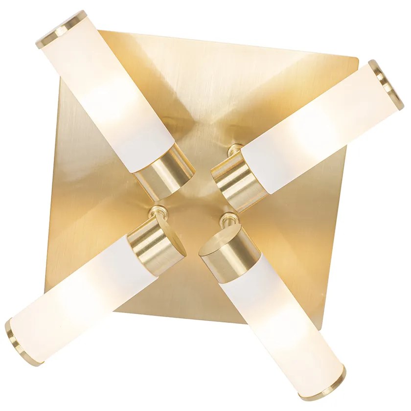 Moderne badkamer plafondlamp messing 4-lichts IP44 - Bath