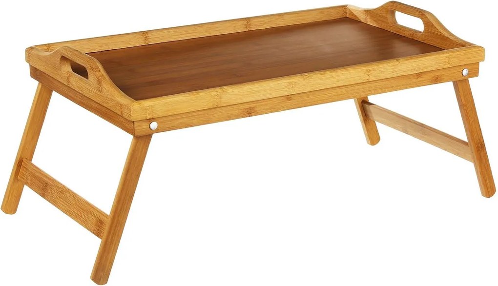 Secret de Gourmet ontbijt op bed tafeltje - Rechthoekig dienblad met uitklapbare pootjes - 50 x 30 cm - Gemaakt van bamboe