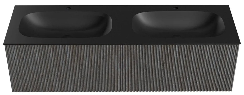 Mondiaz Kurve 150cm badmeubel shadow met 2 lades en wastafel big small dubbel 2 kraangaten urban